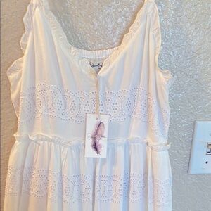 Jessica Simpson Long White Sleeveless Dress with Cutout Details